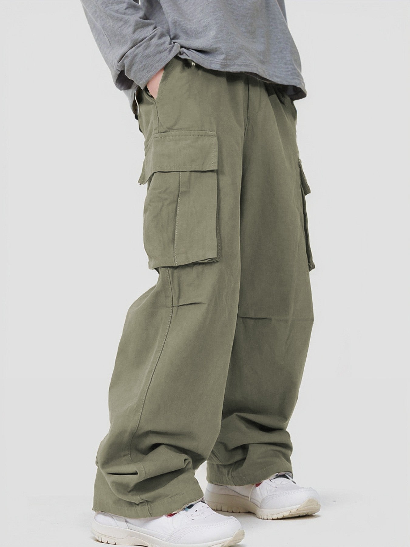 Men’s Casual Loose Cargo Pants – 3D Pocket Street Overalls