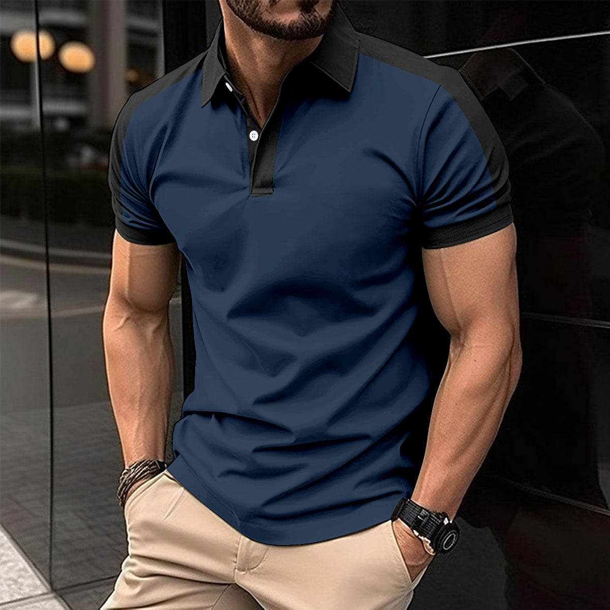 Peywa Men’s Short Sleeve Business Polo Shirt – Summer Casual Top