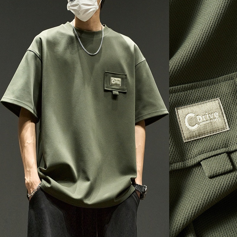 Peywa Waffle Short Sleeve Men’s T-Shirt – Summer American Style