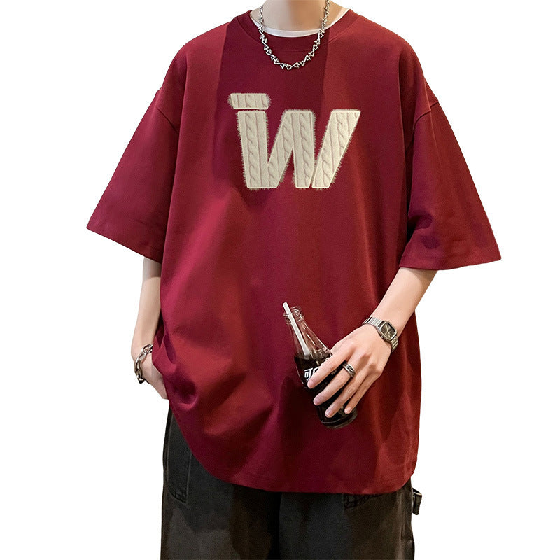 Peywa Men’s American Retro Cotton T-Shirt – Heavy Half Sleeve Tee