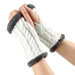 Women’s Winter Plush Fingerless Gloves – Thick Fleece Woolen Knit