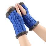 Women’s Winter Plush Fingerless Gloves – Thick Fleece Woolen Knit