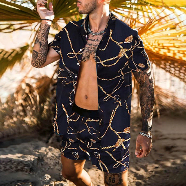 Peywa Men’s Floral Beach Two Piece Set – Summer Casual Outfit