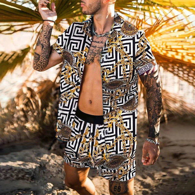 Peywa Men’s Floral Beach Two Piece Set – Summer Casual Outfit