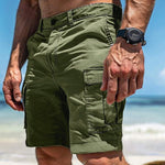 Peywa Men’s Summer Cargo Shorts Multi-Pocket Button Zip Casual Pants