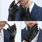 Men’s Winter Riding Gloves – Fleece Padded PU Motorcycle Gloves