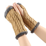 Women’s Winter Plush Fingerless Gloves – Thick Fleece Woolen Knit