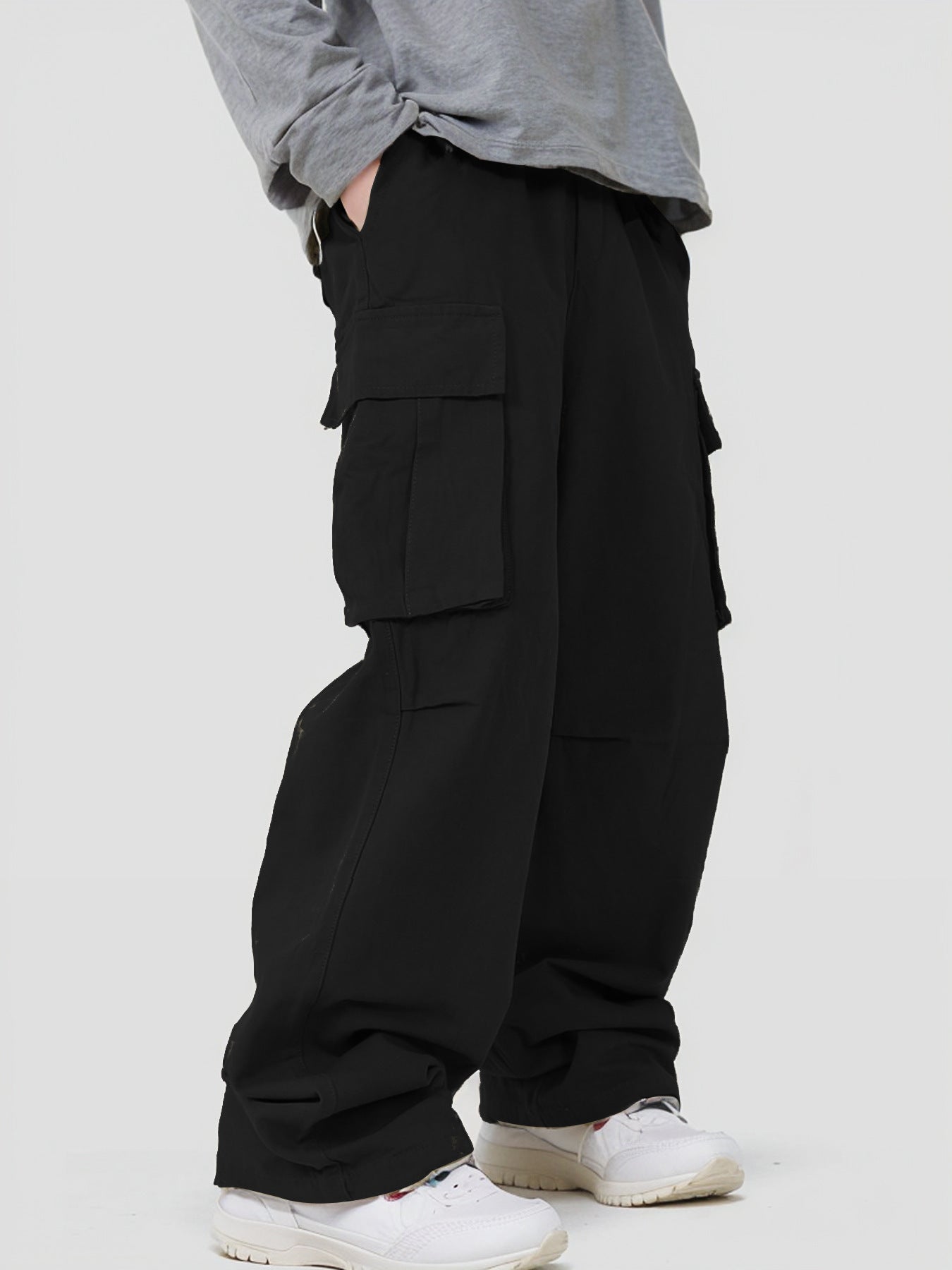 Men’s Casual Loose Cargo Pants – 3D Pocket Street Overalls