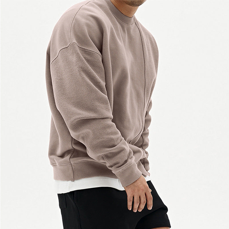 Peywa Men’s Loose Pullover Sweater – Round Neck Cotton Blend Top