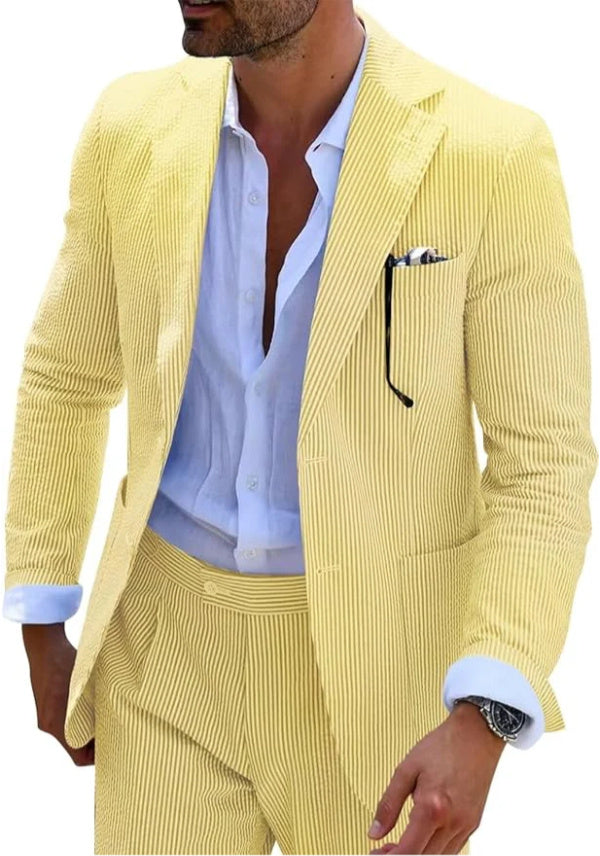 Men’s Two-Piece Digital Print Suit – Stylish Two-Button Outfit