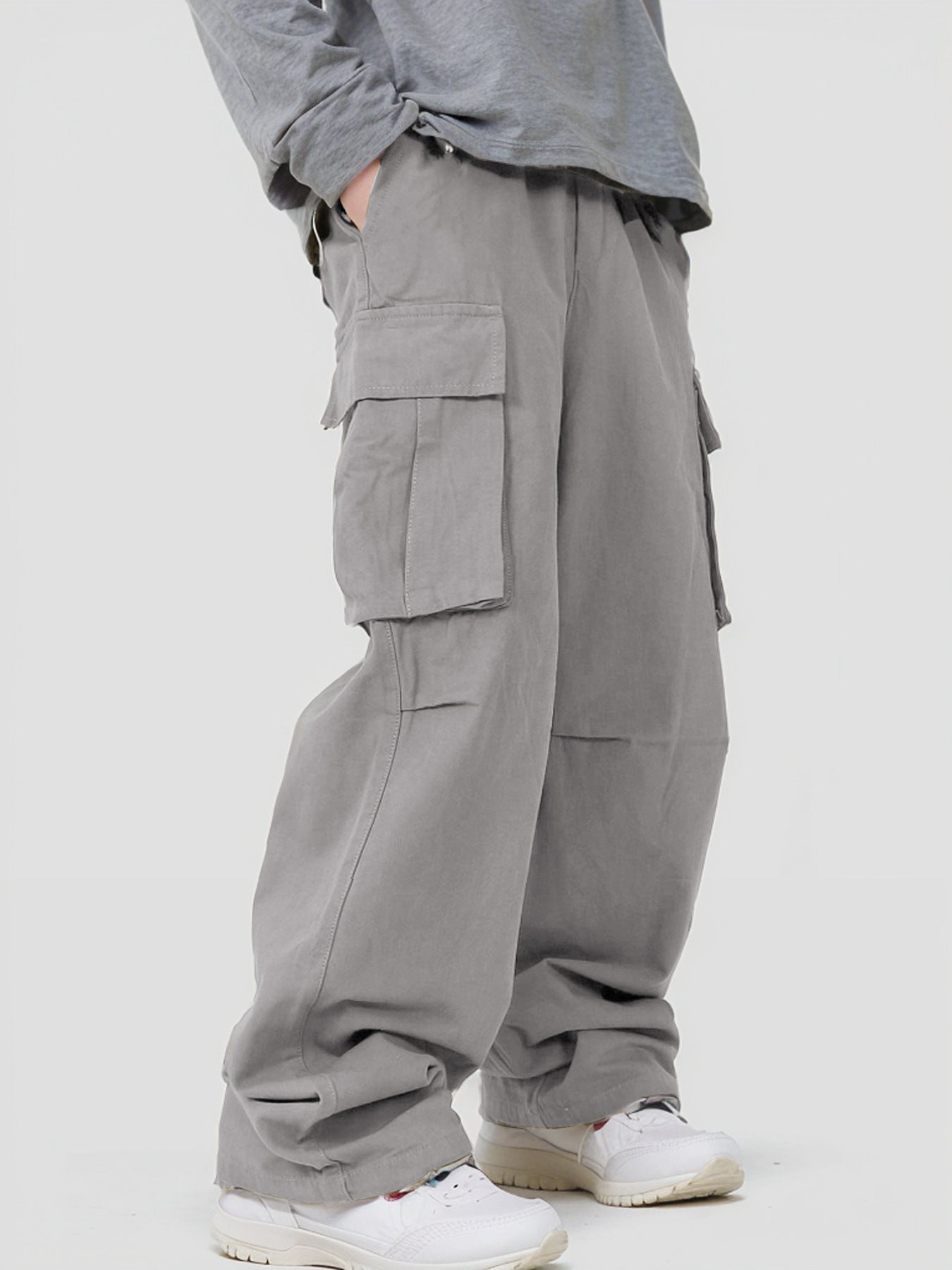 Men’s Casual Loose Cargo Pants – 3D Pocket Street Overalls