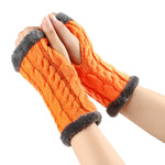 Women’s Winter Plush Fingerless Gloves – Thick Fleece Woolen Knit