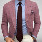 Men’s Plaid Lapel Suit Coat – Long Sleeve Business Blazer