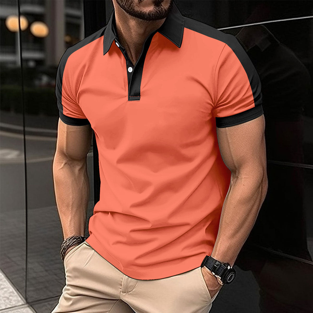 Peywa Men’s Short Sleeve Business Polo Shirt – Summer Casual Top