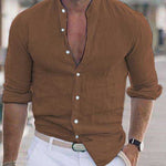 Men’s Long Sleeve Casual Shirt – Solid Color Button-Up Top