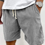 Men's Corduroy Shorts With Drawstring Fashion Casual Pockets Pants Summer
