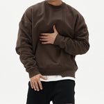 Peywa Men’s Loose Pullover Sweater – Round Neck Cotton Blend Top
