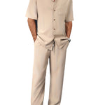 Peywa Men’s Summer Shirt & Trousers Set – Fashion Lapel Two-Piece Outfit