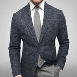 Men’s Plaid Lapel Suit Coat – Long Sleeve Business Blazer
