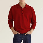 Men’s V-Neck Button Polo Shirt – Casual Autumn Long Sleeve Jacket