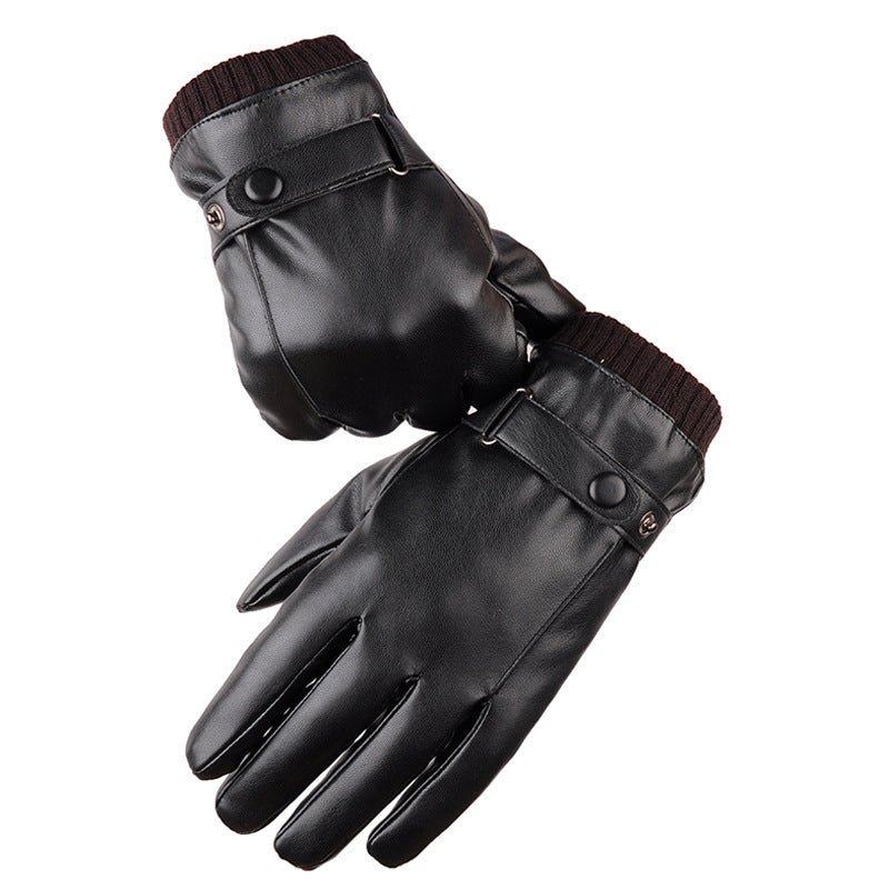 Men’s Winter Riding Gloves – Fleece Padded PU Motorcycle Gloves