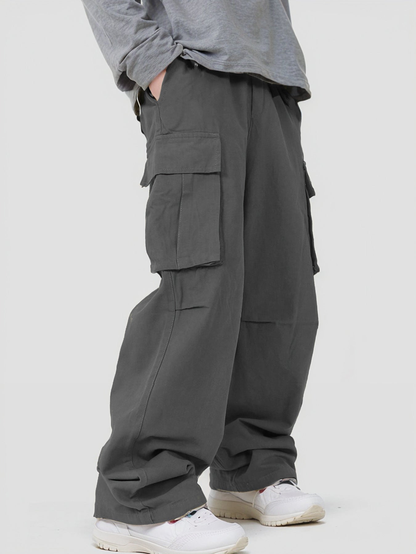 Men’s Casual Loose Cargo Pants – 3D Pocket Street Overalls