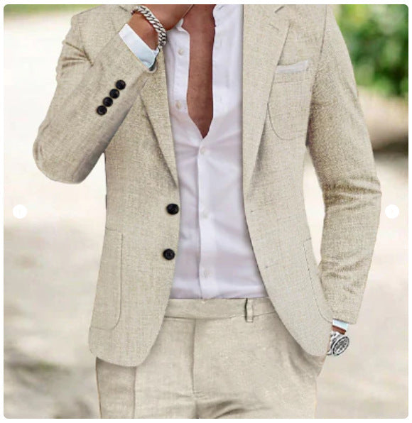 Men’s Two-Piece Digital Print Suit – Stylish Two-Button Outfit