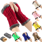 Women’s Winter Plush Fingerless Gloves – Thick Fleece Woolen Knit