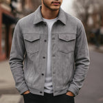 Peywa Men’s Deer Suede Winter Lapel Work Jacket – Warm Casual Outerwear