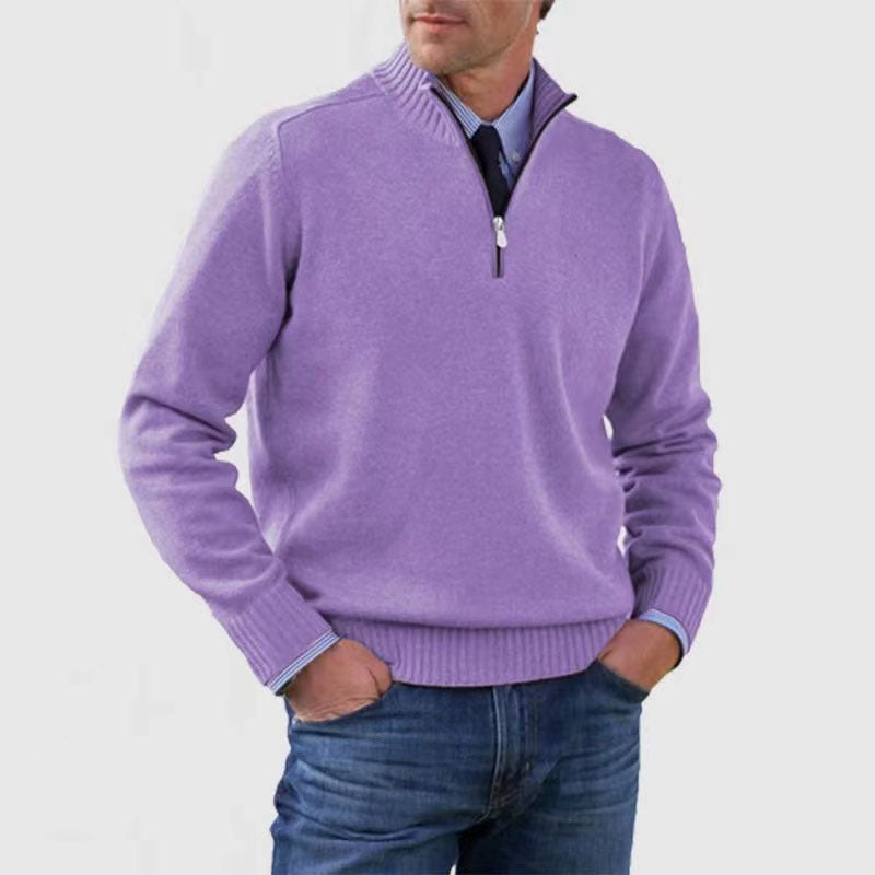 Peywa Men’s Stand Collar Zipper Sweater – Winter Knitted Long Sleeve