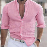 Men’s Long Sleeve Casual Shirt – Solid Color Button-Up Top