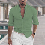 Men’s Long Sleeve Casual Shirt – Solid Color Button-Up Top