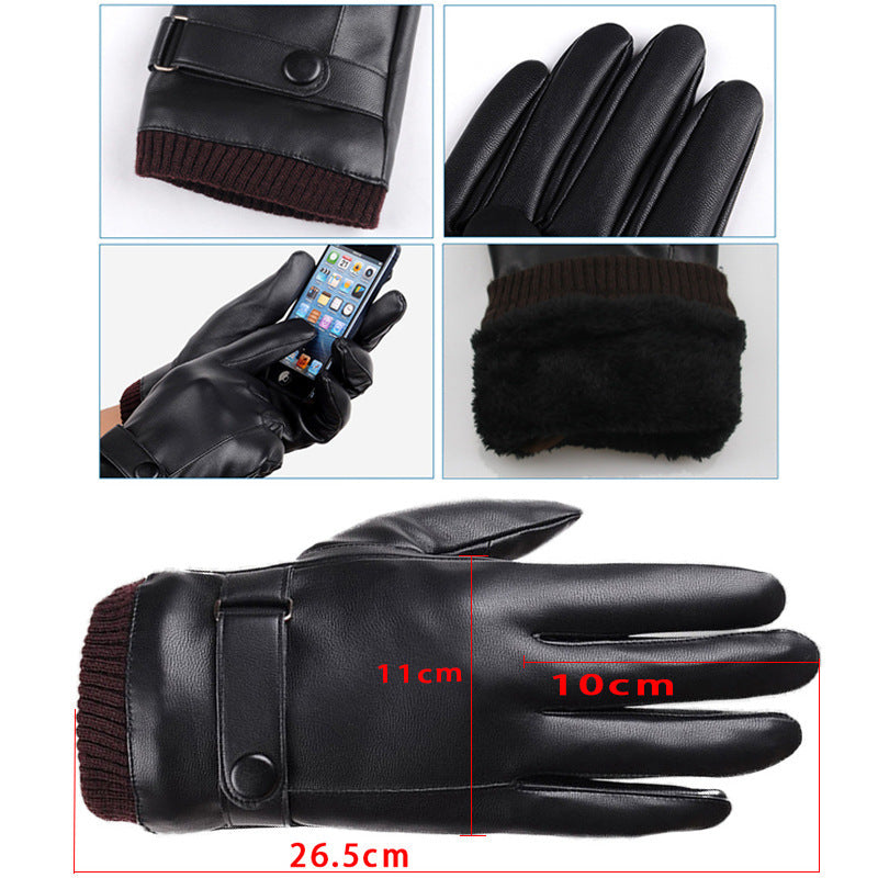Men’s Winter Riding Gloves – Fleece Padded PU Motorcycle Gloves