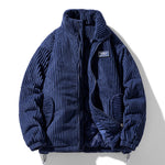 Men’s Corduroy Padded Coat – Warm Winter Stand Collar Jacket