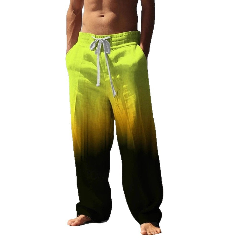 Peywa Men’s 3D Printed Pants – Outdoor Street Style Polyester Trousers