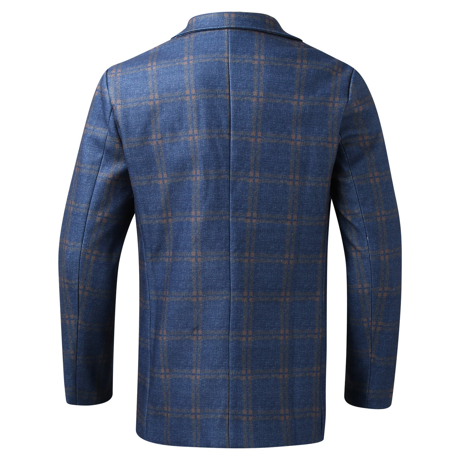 Men’s Plaid Lapel Suit Coat – Long Sleeve Business Blazer