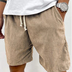 Men's Corduroy Shorts With Drawstring Fashion Casual Pockets Pants Summer