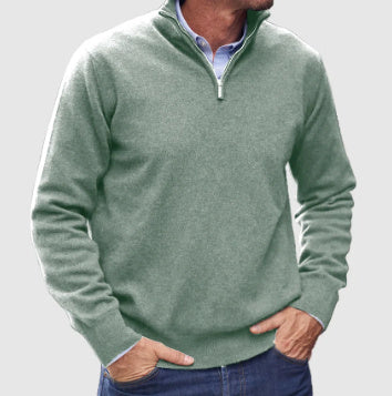 Peywa Men’s Stand Collar Zipper Sweater – Winter Knitted Long Sleeve