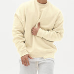 Peywa Men’s Loose Pullover Sweater – Round Neck Cotton Blend Top
