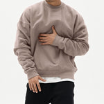 Peywa Men’s Loose Pullover Sweater – Round Neck Cotton Blend Top