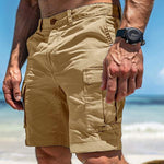 Peywa Men’s Summer Cargo Shorts Multi-Pocket Button Zip Casual Pants