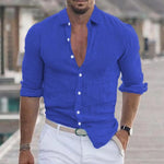 Men’s Long Sleeve Casual Shirt – Solid Color Button-Up Top