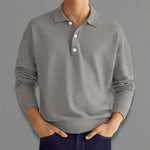 Men’s V-Neck Button Polo Shirt – Casual Autumn Long Sleeve Jacket