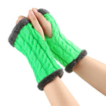 Women’s Winter Plush Fingerless Gloves – Thick Fleece Woolen Knit