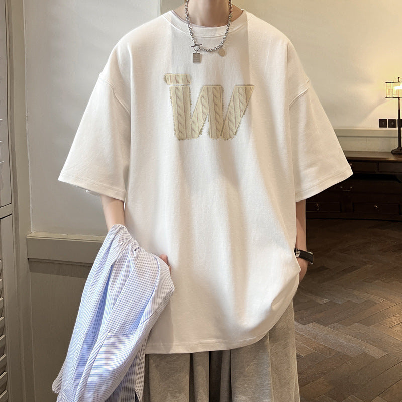 Peywa Men’s American Retro Cotton T-Shirt – Heavy Half Sleeve Tee