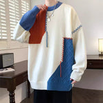 Men’s Colorblock Pullover Sweater – Winter Fashion Long Sleeve Top