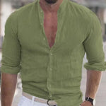 Men’s Long Sleeve Casual Shirt – Solid Color Button-Up Top