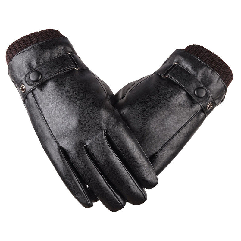 Men’s Winter Riding Gloves – Fleece Padded PU Motorcycle Gloves