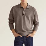 Men’s V-Neck Button Polo Shirt – Casual Autumn Long Sleeve Jacket