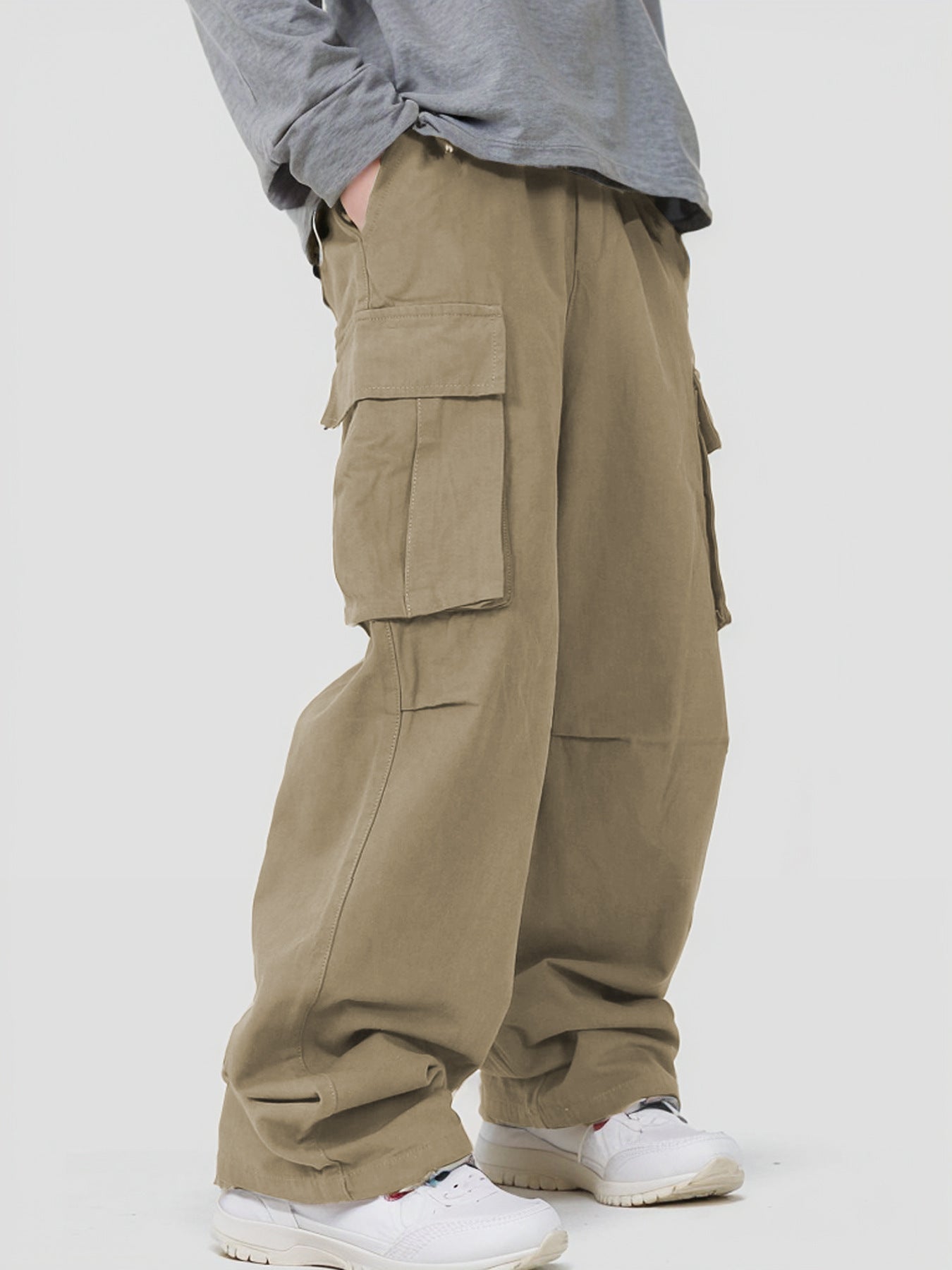 Men’s Casual Loose Cargo Pants – 3D Pocket Street Overalls